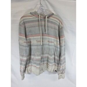 Faherty Brand Mens XL Striped Hoodie Pullover Blue Red Cream Textured Knit